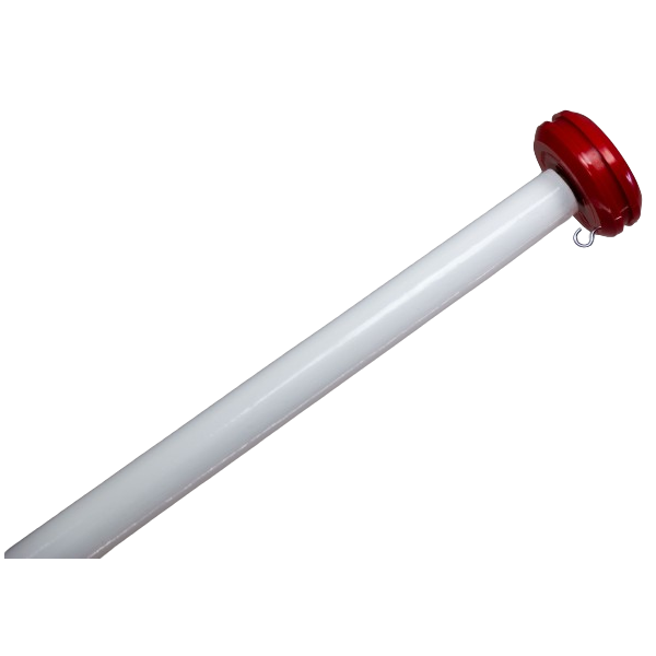 Wooden flagpole white 200cm dia 3cm with red button