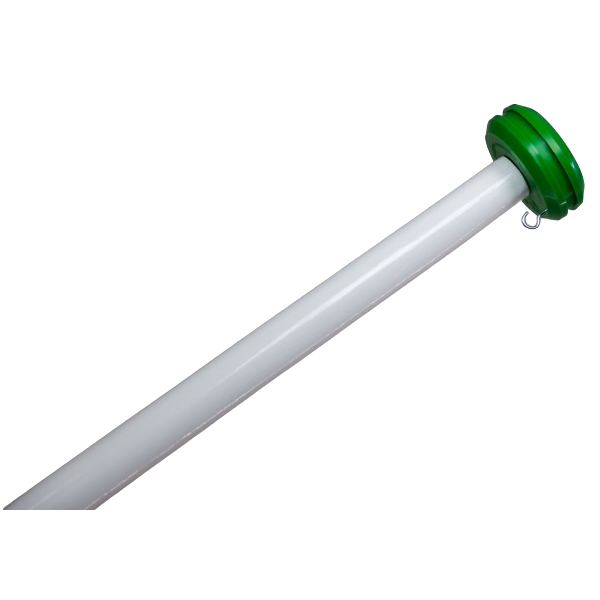 Wooden flagpole white 200cm dia 3cm with green knob