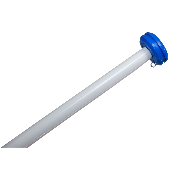 Wooden flagpole white 200cm dia 3cm with blue knob