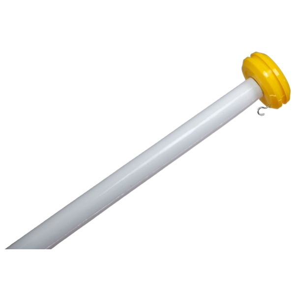 Wooden flagpole white 200cm dia 3cm with yellow knob