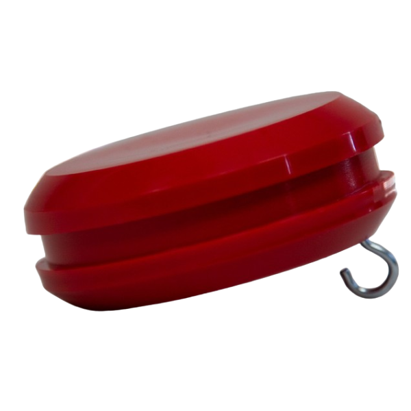 Roter Kunststoffknopf mit Haken für weißen Fahnenmast