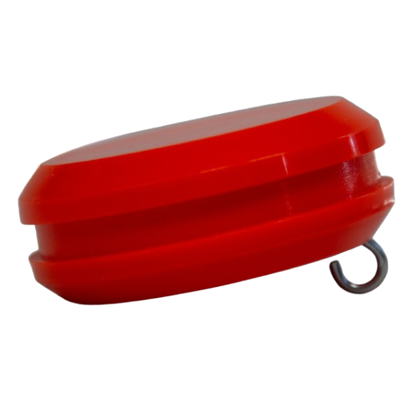 Oranger Kunststoffknopf mit Haken für weißen Fahnenmast