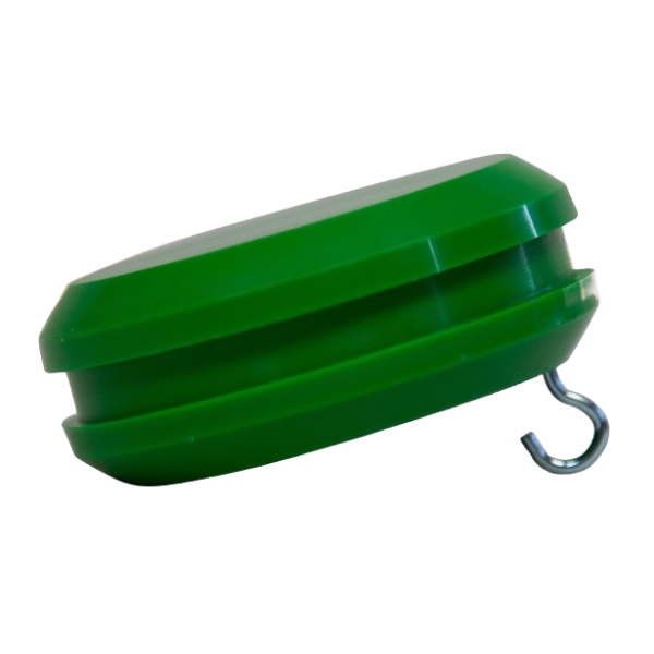Plastic button green with hook for white flagpole