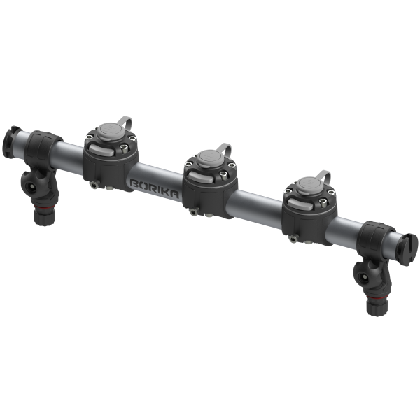 Borika round rail with 3 mounting feet 500mm