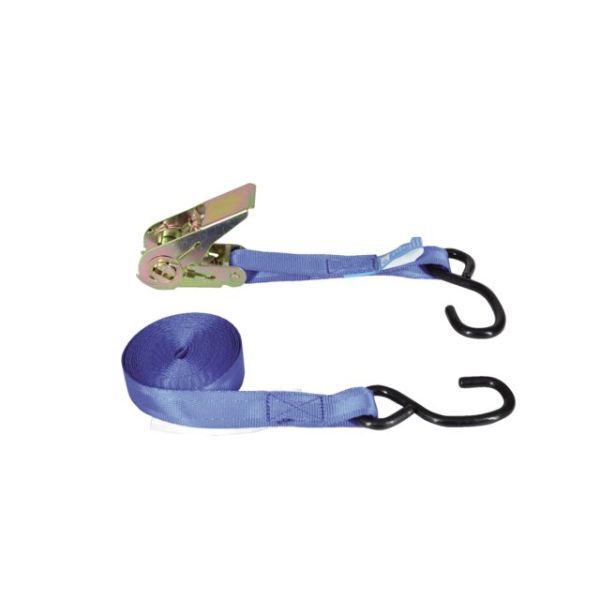 Lashing strap with ratchet buckle & S-hook 25mm 5.0m