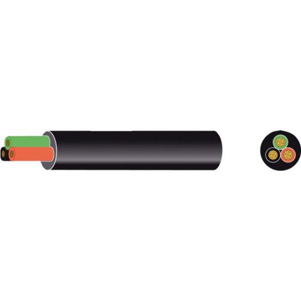 Round PVC cable black 3x1.50mm² red/black/green