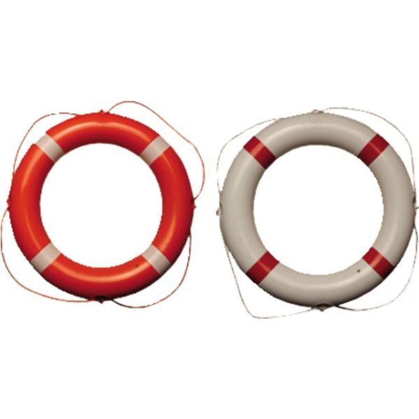 Lifebuoy PVC white 60cm with red strips and white line