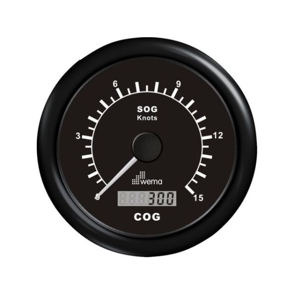 º GPS speedometer 0-15 kn zwart incl. antenne