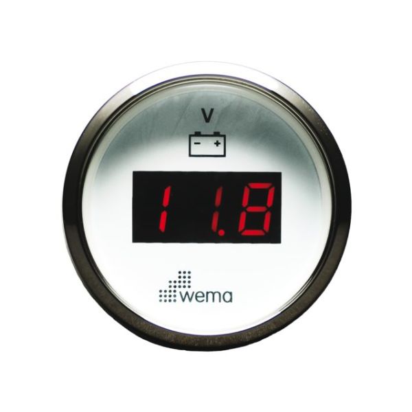 Silberserie Voltmeter LED 12V weiß