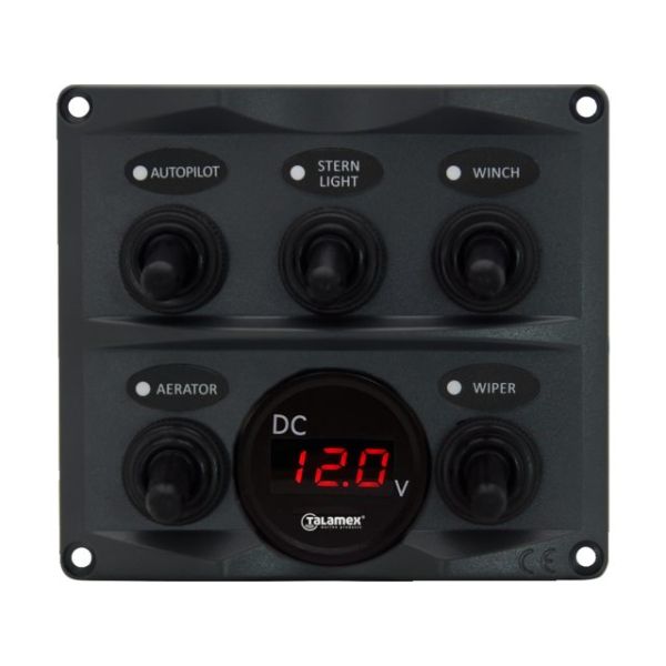 Anthracite switch panel with voltmeter 12/24V