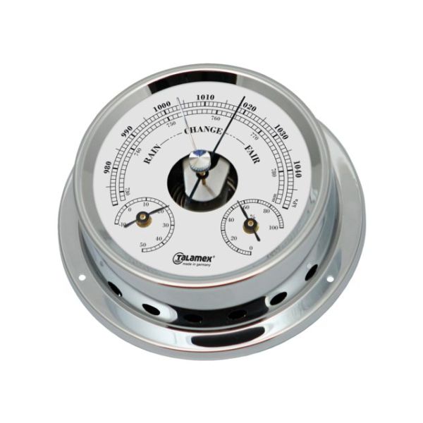Baro/thermo/hygrometer messing verchroomd 125/100mm