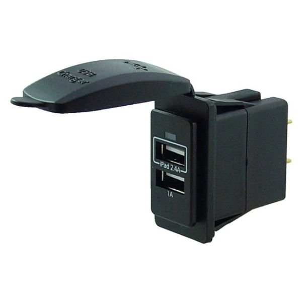 USB socket double 3.4A black switch model