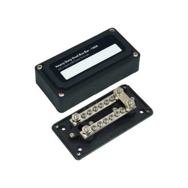 Busbar heavy duty 12xM4 with 4xM6 stud max 100A
