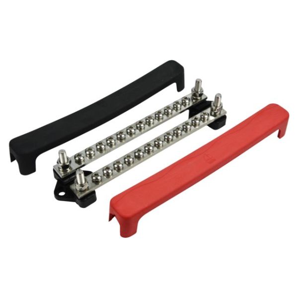 Busbar double 12 terminals, 2 studs