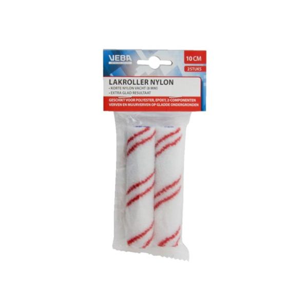 Paint roller nylon 10cm 6mm fleece (2 pieces)