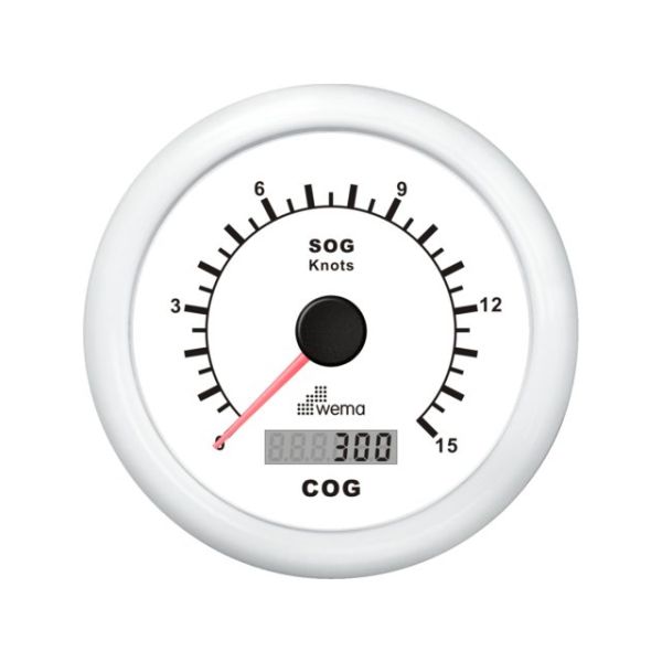º GPS speedometer 0-15 kn white incl. antenna