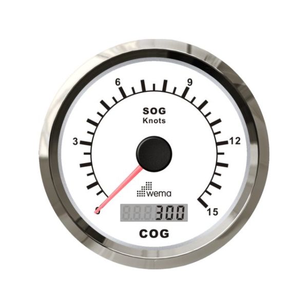 º Silver series GPS speedometer 0-15 kn white incl. antenna