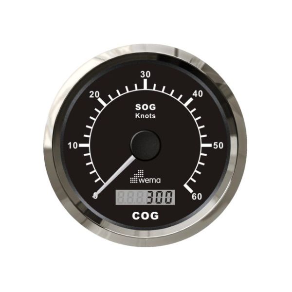 º Silver serie GPS speedometer 0-60 kn zwart incl. antenne