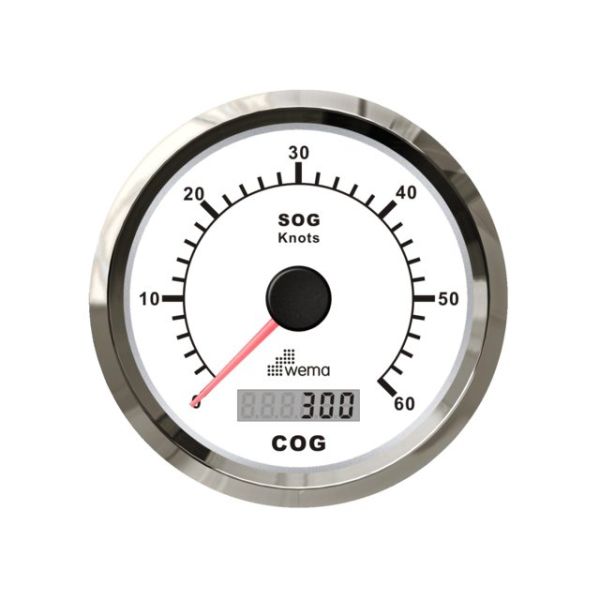 º Silver series GPS speedometer 0-60 kn white incl. antenna