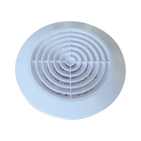 Uitblaas ventilatie rooster rond 100mm wit
