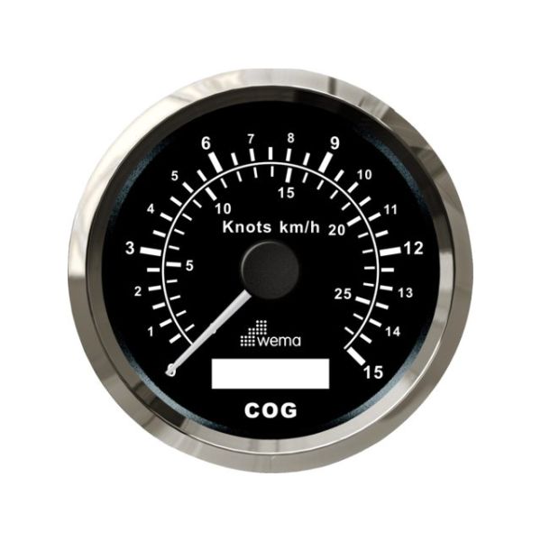 Silver series GPS speedometer black 15kn/27km
