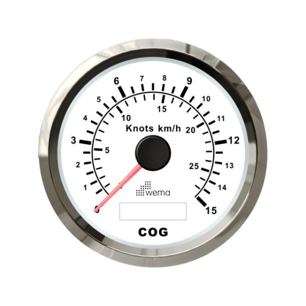 Silver series GPS speedometer white 15kn/27km