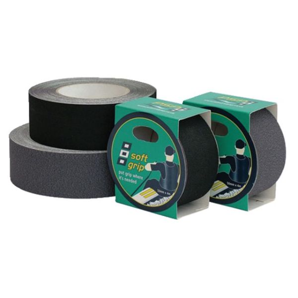 Soft rubber grip tape zwart 50mm 4m