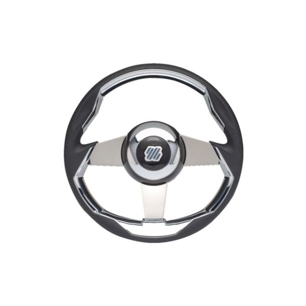Grimani steering wheel black/stainless steel spokes 350mm