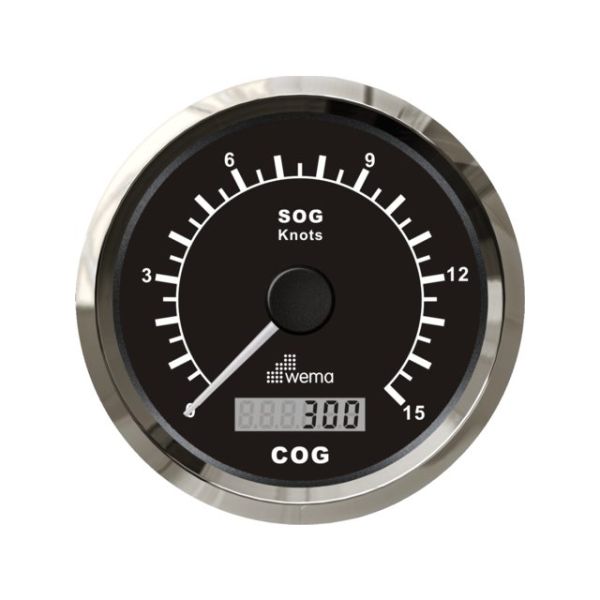 º Silver serie GPS speedometer 0-15 kn zwart incl. antenne