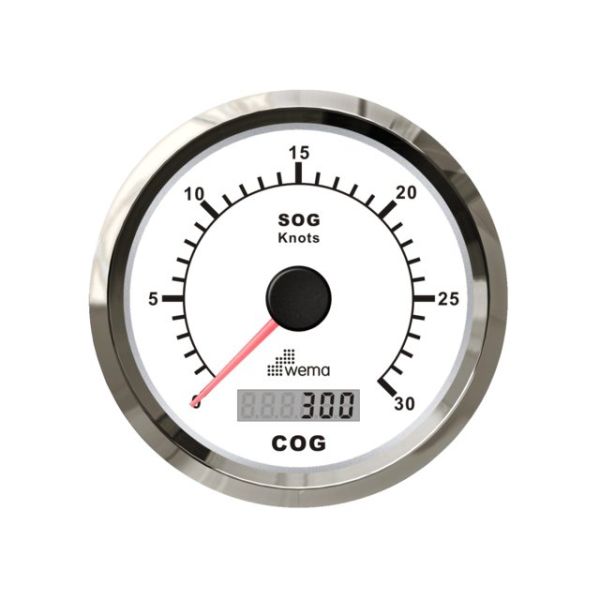 º Silver series GPS speedometer 0-30 kn white incl. antenna