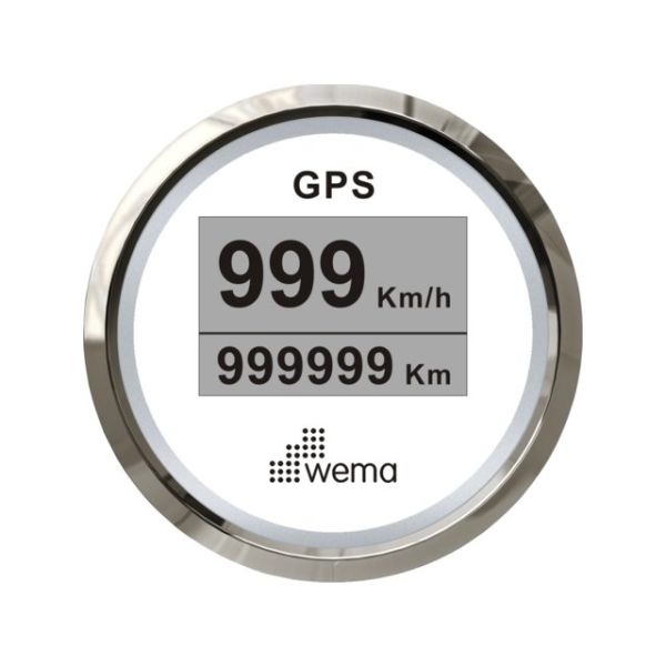 Silver series GPS speedometer digital 52mm white